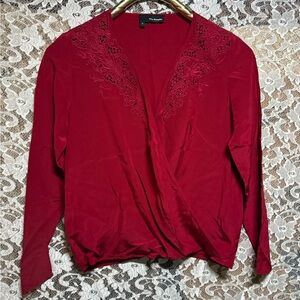 The Kooples Red Women's silk Top with Lace Detail small like new